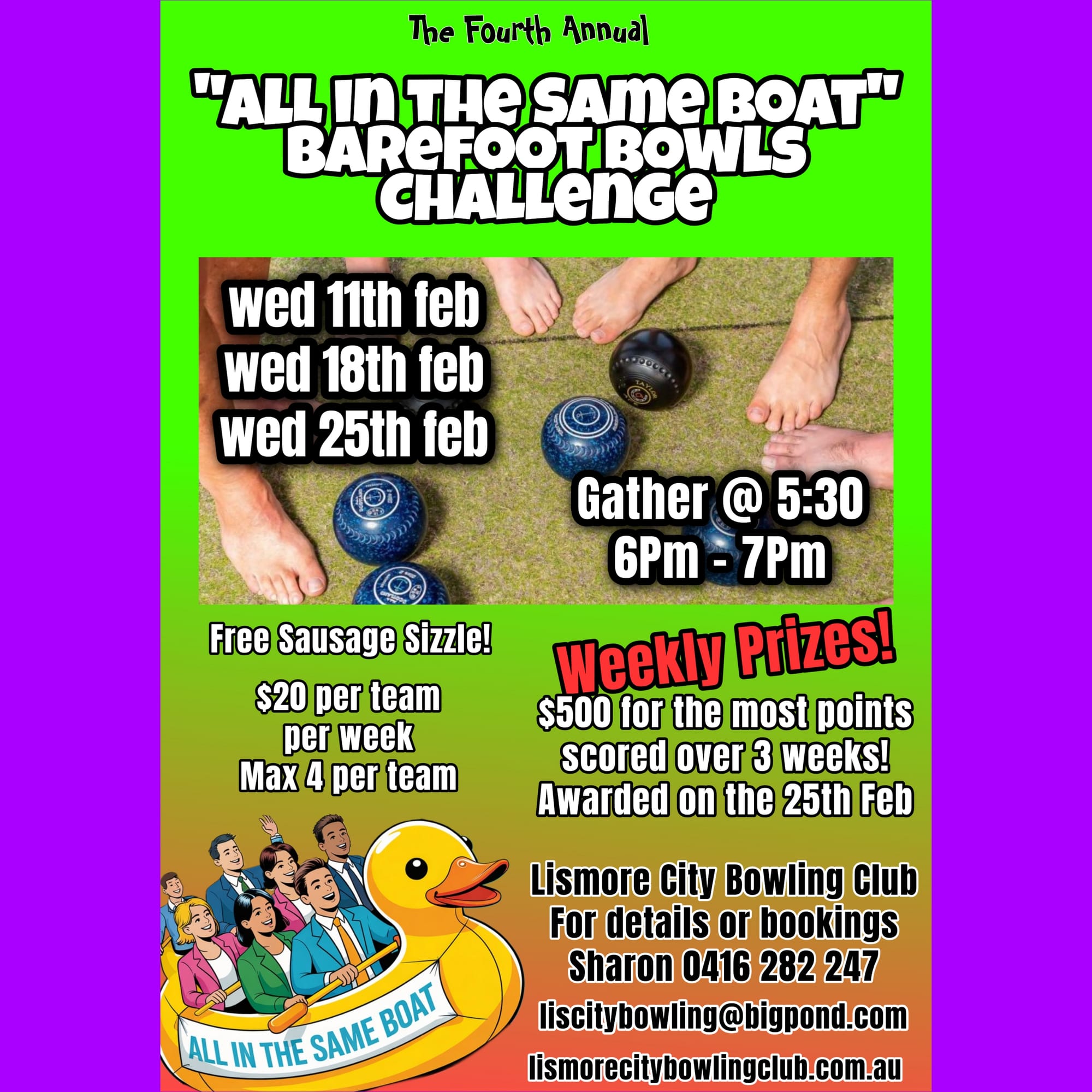 Annual community barefoot bowls challenge rolls out next Wednesday