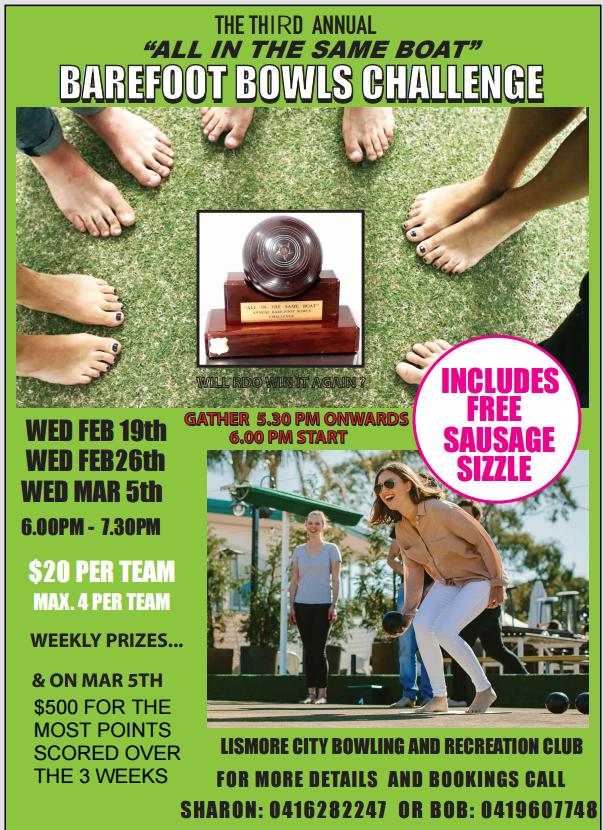 3RD ANNUAL BUSINESS BAREFOOT BOWLS CHALLENGE