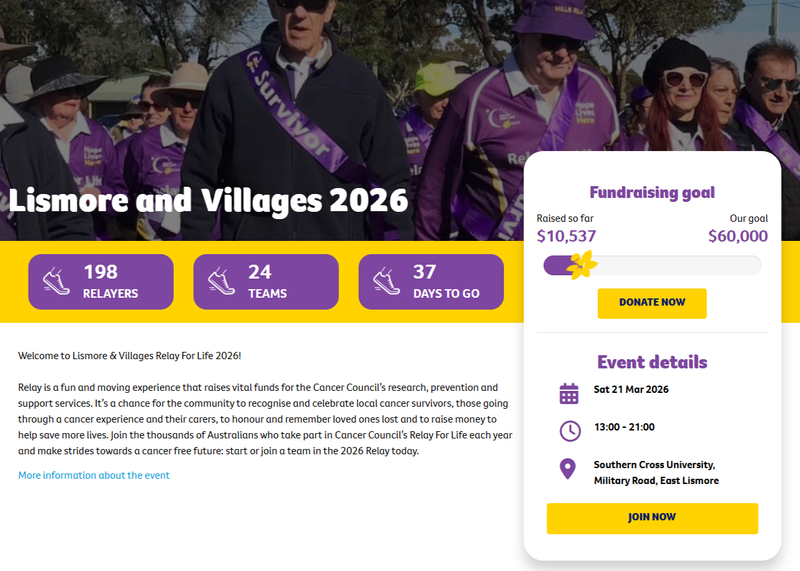 Relay for Life - Lismore & Villages 2026