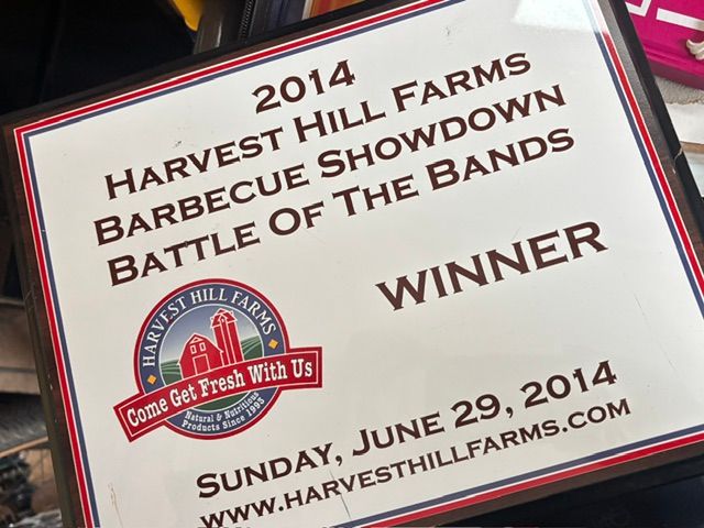 Plaque from 2014 Harvest Hill BBQ Battle of the Bands Competition