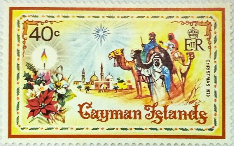 Arrival of the Magi or Three Kings and 1979 Christmas Stamp, 40c, from Cayman Islands