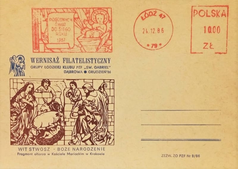 Birth of Jesus Christ on 1981 Polish Postal Card with Manger Special Cancellation