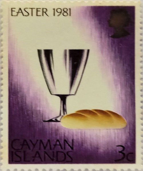The Last Supper on 1981 Caymanian Easter Stamp 3c Denominated