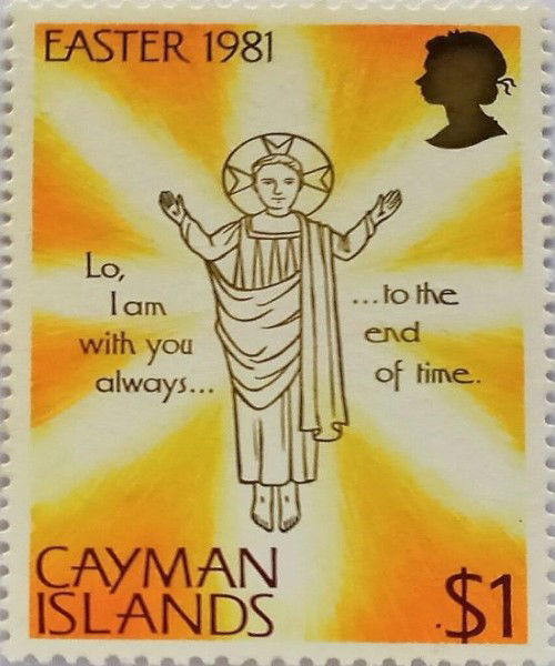 Jesus Christ’s Ascension into Heaven on 1981 Caymanian Easter Stamp $1 Denominated