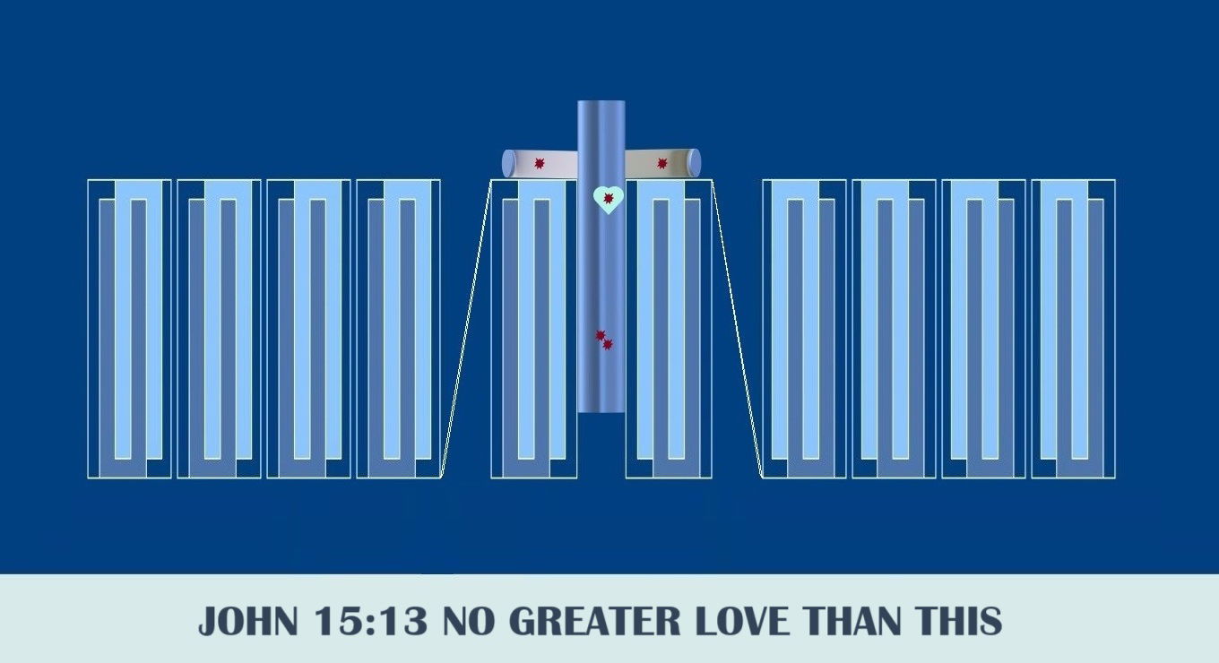 Faith Expression Artwork about Union with Love Based on John 15:13 - “Greater love hath no man than this, that a man lay down his life for his friends.” - No Greater Love