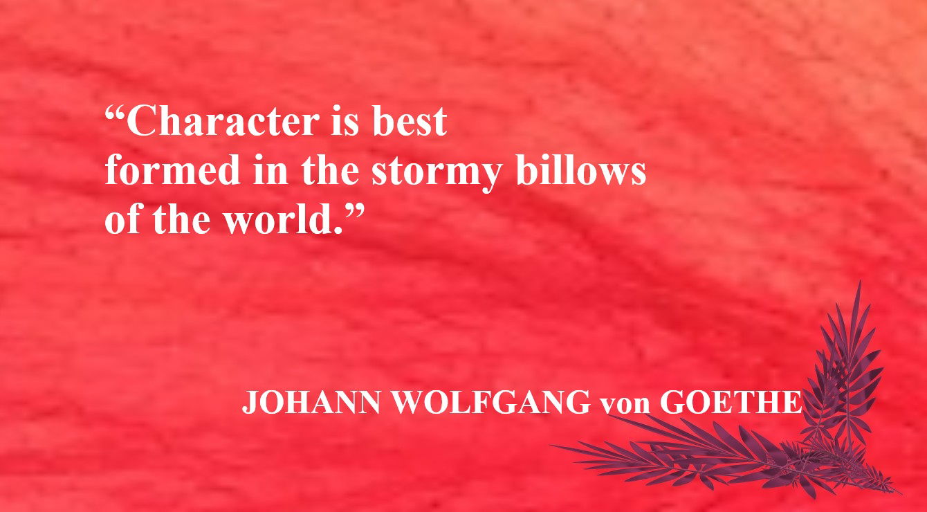 Character Quote from Johann Wolfgang von Goethe - “Character is best formed in the stormy billows of the world.” – Johann Wolfgang von Goethe