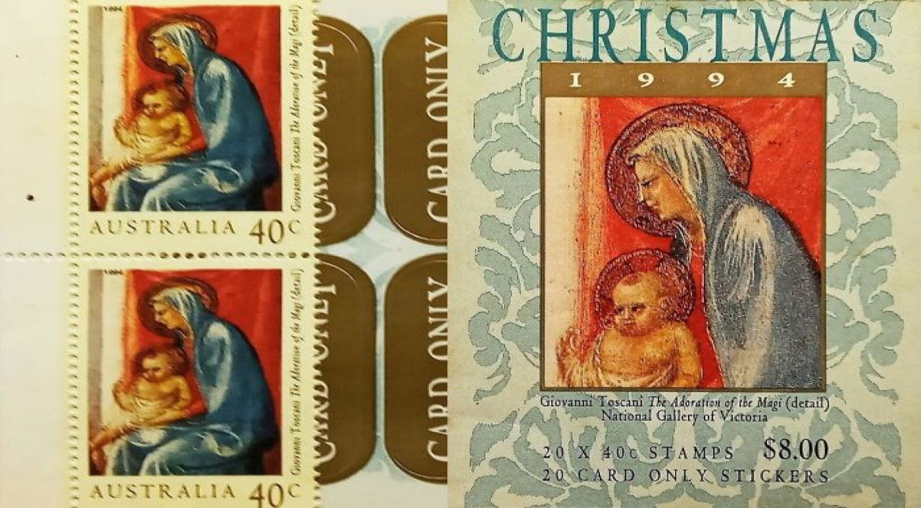 1994 Christmas stamp from Australia; Booklet stamps