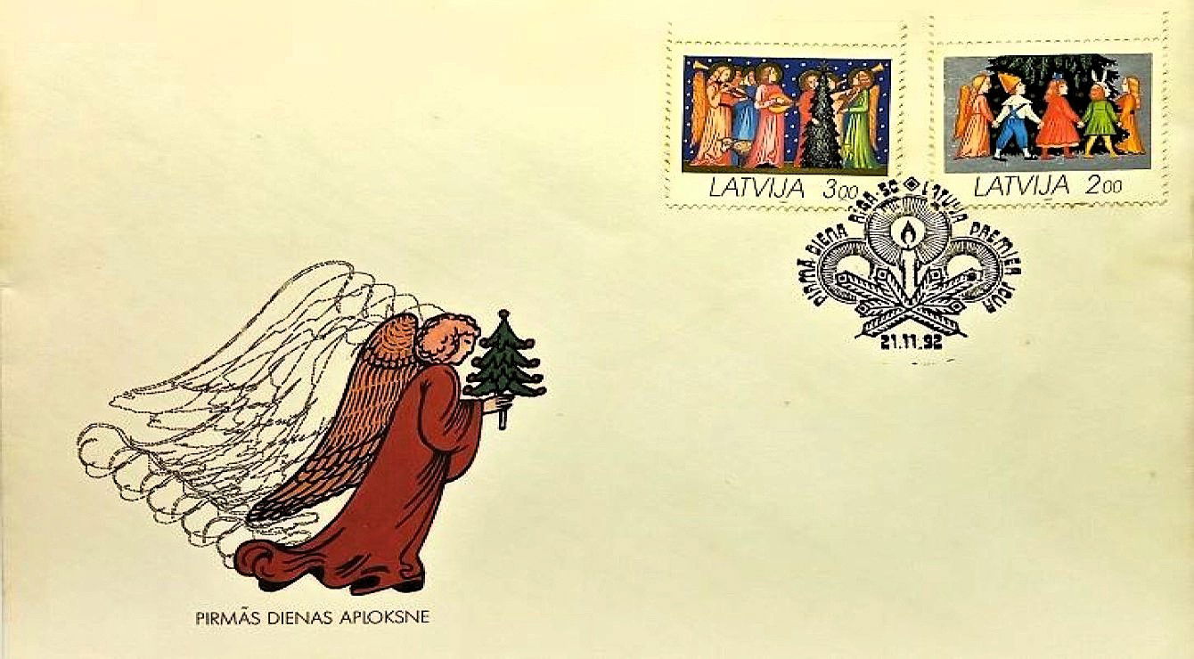 1992 Christmas first day cover from Latvia