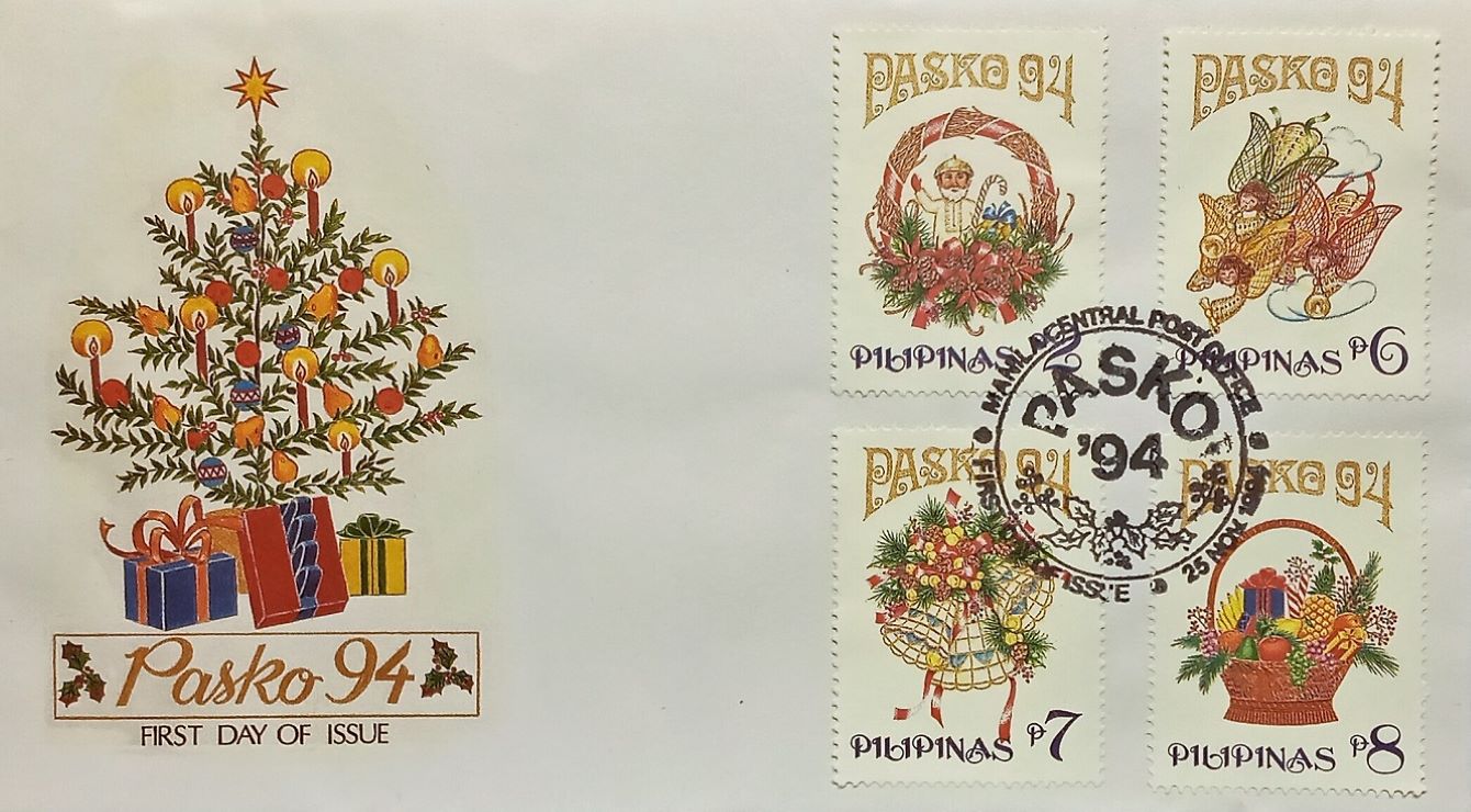 1994 Christmas first day cover from the Philippines; Things and beings associated with Christmas