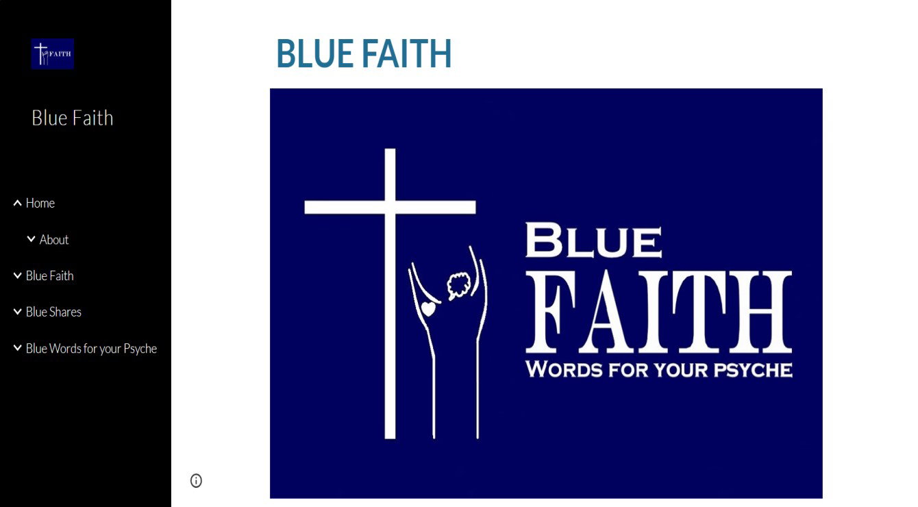 Image and Screenshot for the Website, Blue Faith, at https://sites.google.com/view/blue-faith/home