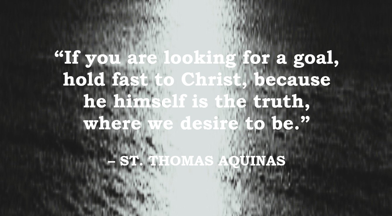 St. Thomas Aquinas Quote: Christ is the Human Goal - “If you are looking for a goal, hold fast to Christ, because he himself is the truth, where we desire to be.” – St. Thomas Aquinas