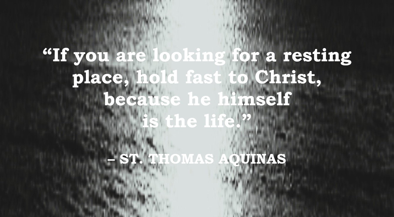 St. Thomas Aquinas Quote: Christ is our Rest - “If you are looking for a resting place, hold fast to Christ, because he himself is the life.” – St. Thomas Aquinas