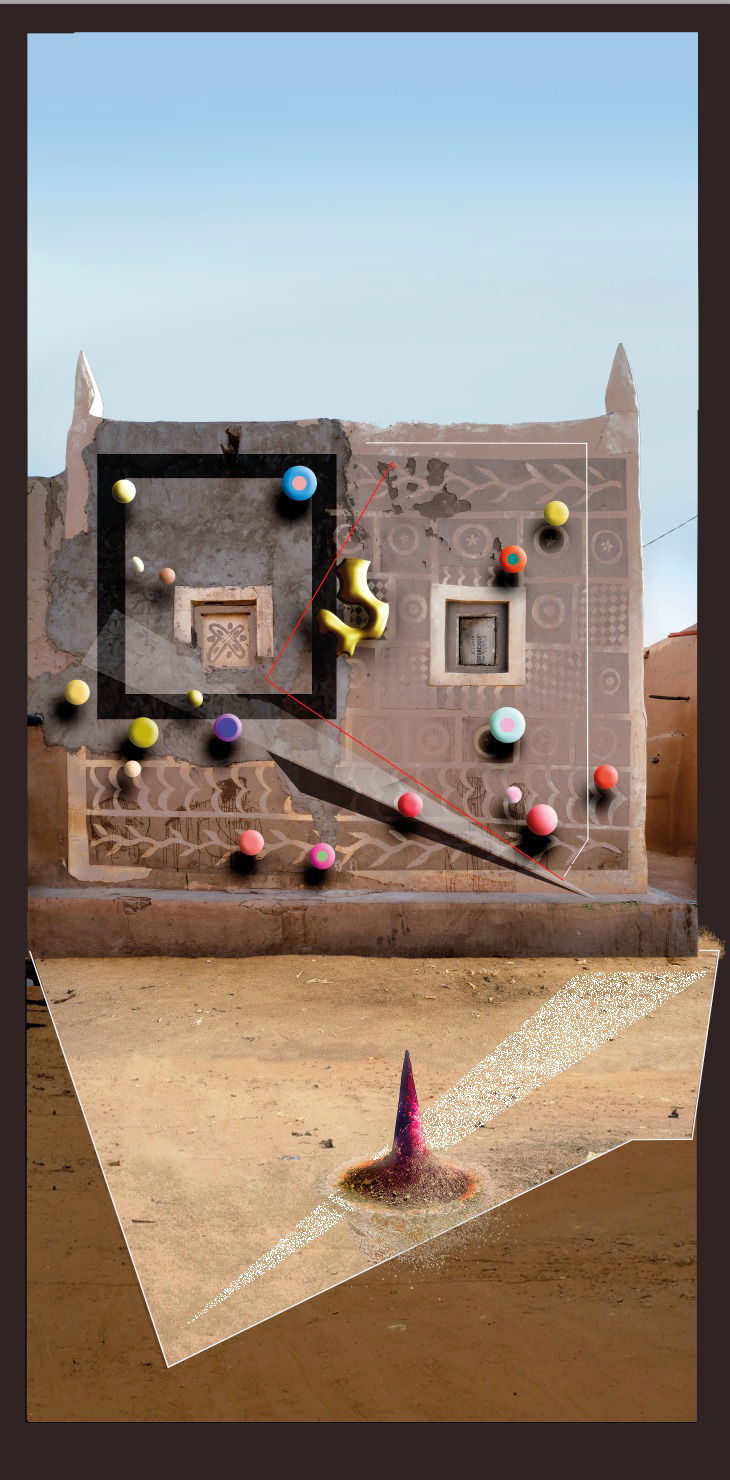 Il Muro di Caravaggio 1989 cm 70 x 70 TM su tela, legno e ferro