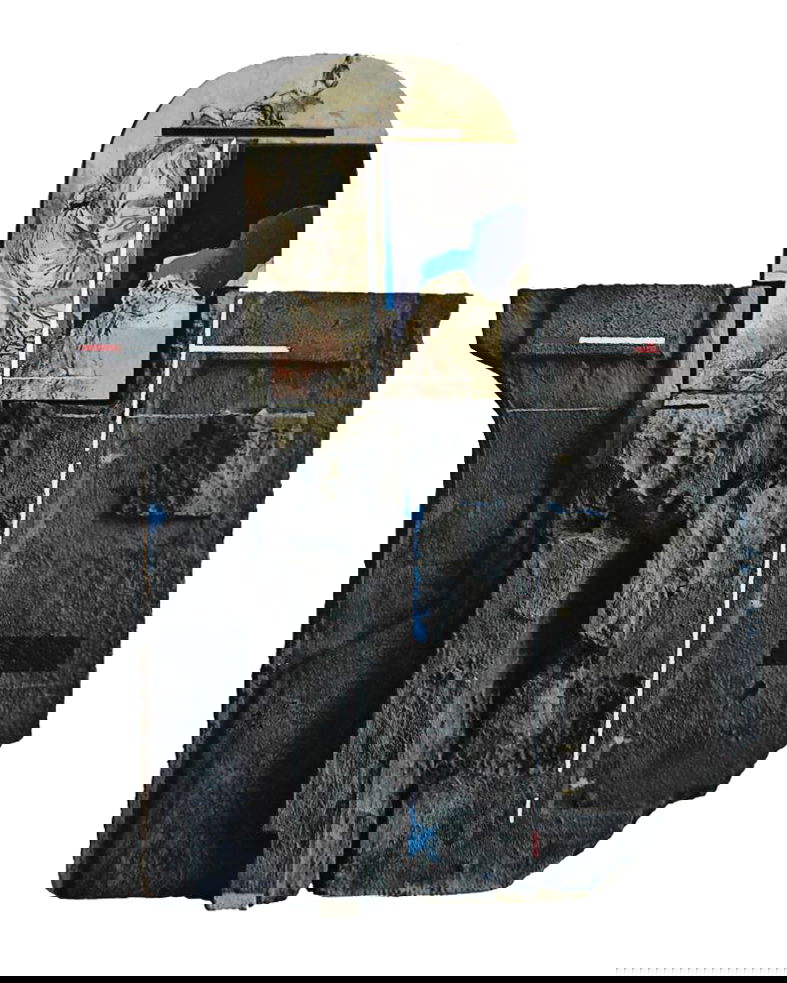 Copertura I (Vermeer nello studio) 1990-91 cm 30 x 35 olio su tela copertura in legno , morsetti e bulloni