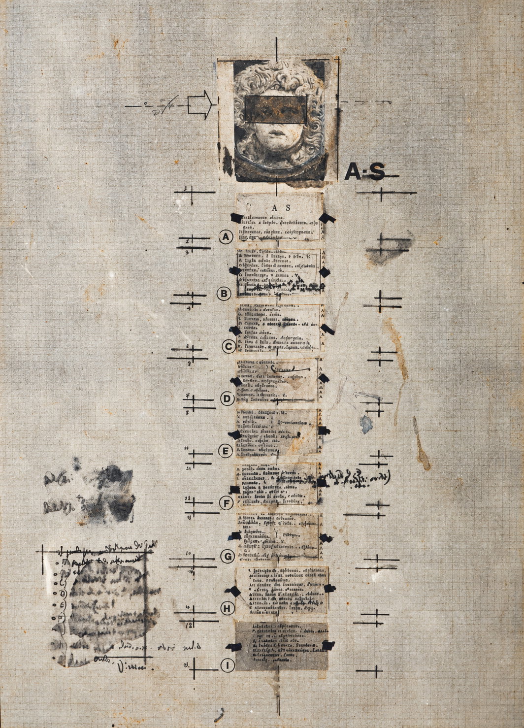 Détail Art 1963 cm 41x32 TM sur papier quadrillé