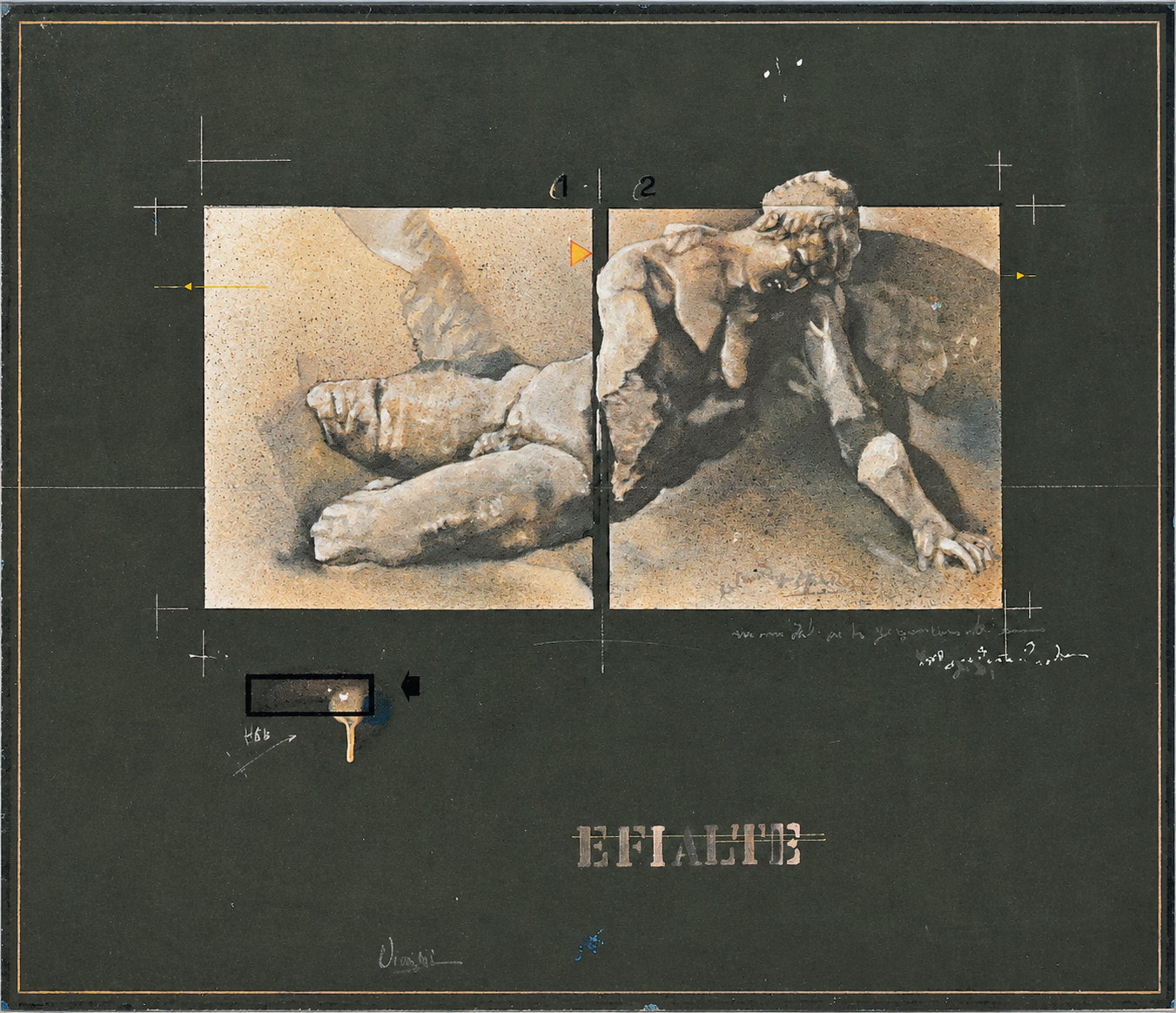 Détail Art 1963 cm 41x32 TM sur papier quadrillé