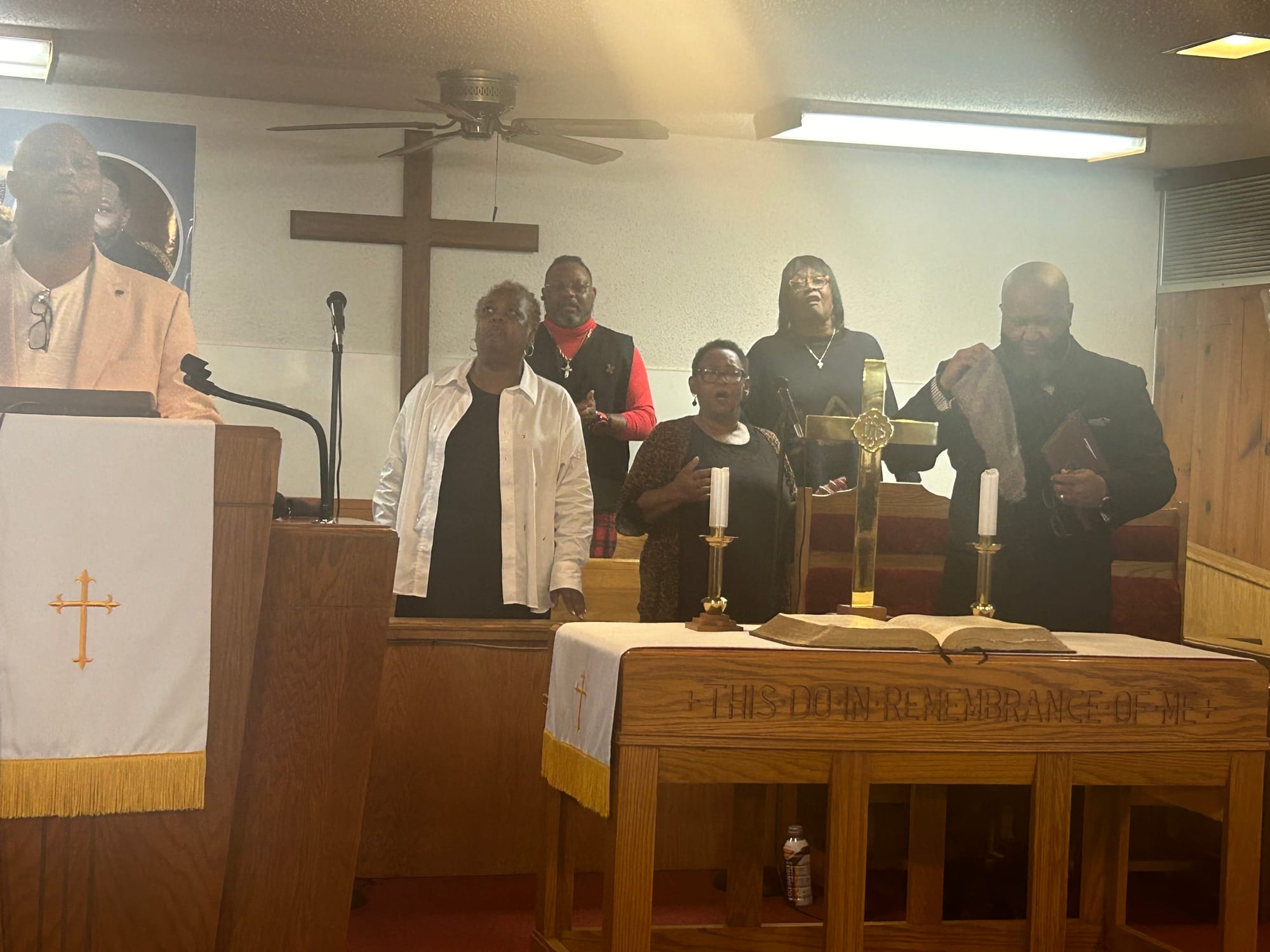 Pastor Devione Burrrell, Worship Leader, The Parks Chapel Choir, and Elder Fabian Terry, Pastor of First Free Will Baptist Church, Lovejoy, IL