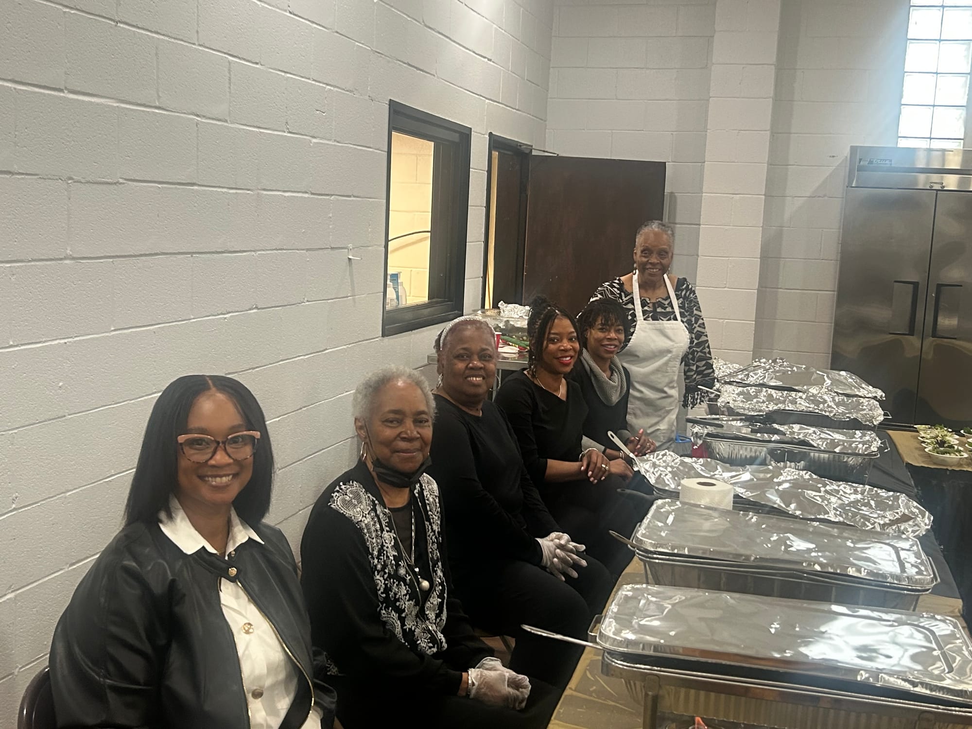 "Parks Chapel Hospitality Committee"  (l to r) Sis. Twila Conwell, Sis. Dallas Patterson, Sis. Micheline Harris, Sis. Bernita Matory Lister, Sis. Bernetta Matory Sylvester, Sis. Cassandra Davis