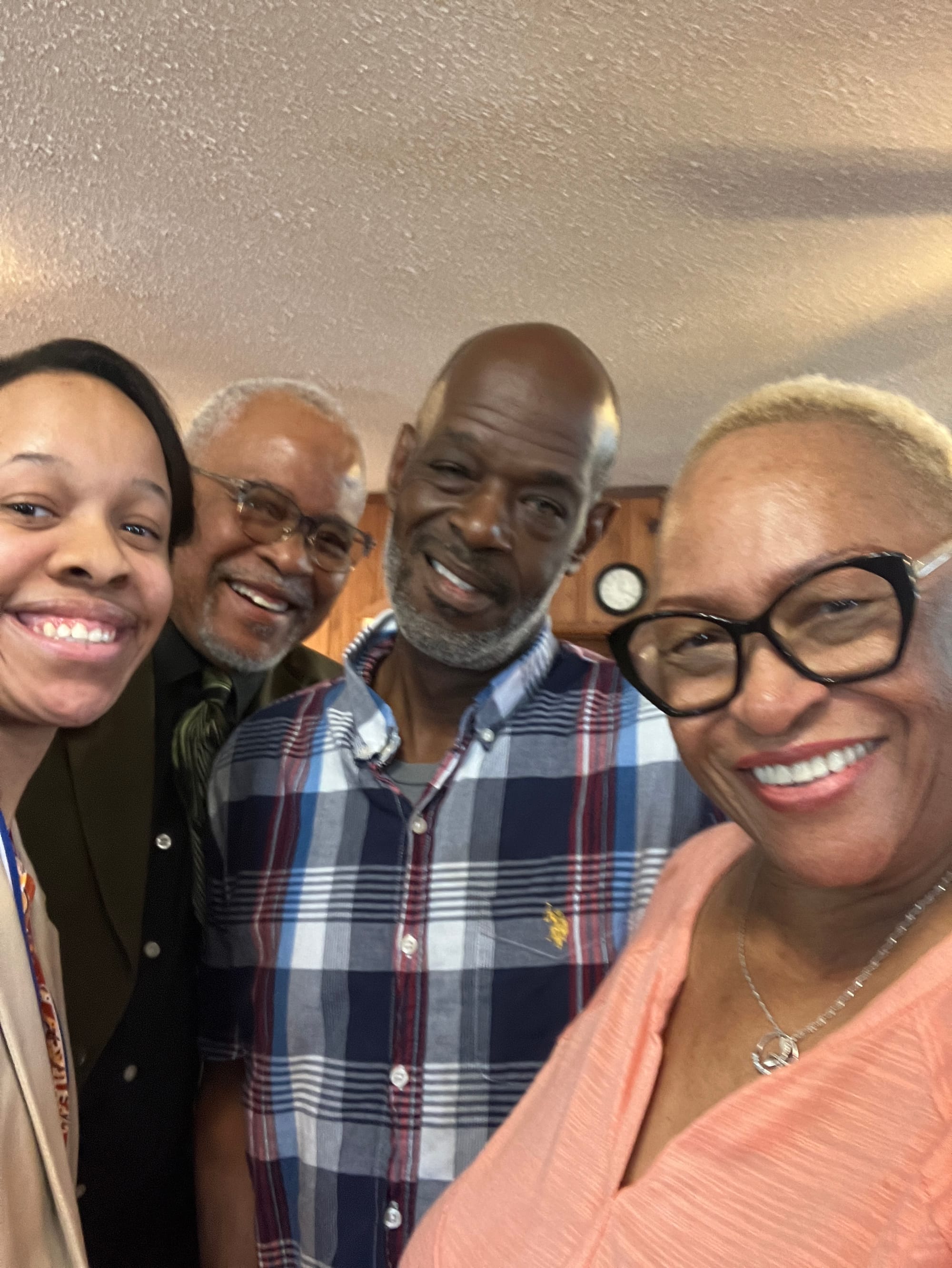 PROUD PARKS CHAPEL FAMILY (l to r) Sis. Kendall Young, Bro. Casterdaral Matory, Min. Patrick Little, Sis. Aretha Clemons