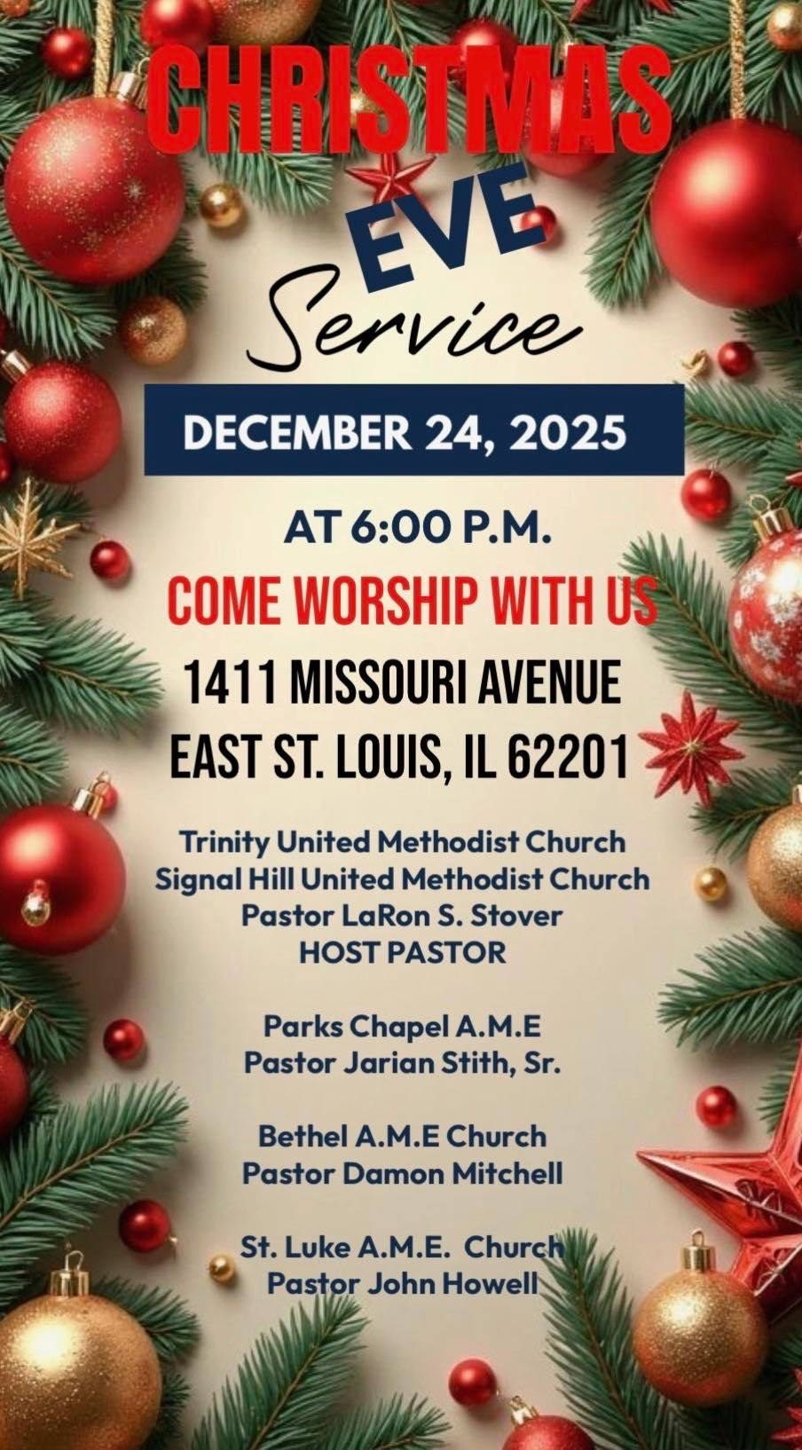 Christmas Eve 2025 with Trinity UMC, Signal Hill UMC, Parks Chapel AMEC, and Bethel AMEC