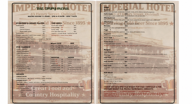Restautant menu